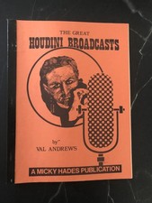 Rare Vintage Signed Magic Book - The Great Houdini Broadcasts By Val Andrews