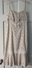 Express Women's Vtg Y2K Cotton Babydoll dress Cream Printed Sundress Size XS