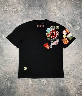Dsquared2 Black Multi-Patch Graphic T-Shirt Size L Made in Italy