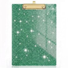 Acrylic Glitter Clipboards with Low Profile Metal Clip, A4 Letter Size