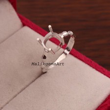 Semi mount Ring, Cushion Cut Prong Setting , Sterling Silver Blank Stone Ring