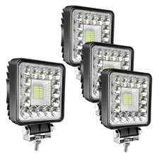 LED Tractor Work Lights, 4 Inch LED Pods Lights 123W Square 12V 24V Spot 4PCS