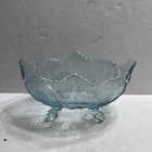 Vintage Jeanette Glass Starlite Blue Lombardi Bowl Fruit Bowl Centerpiece