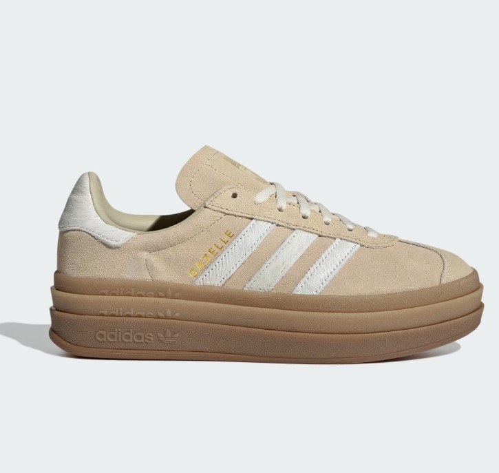 Adidas Women's Gazelle Bold IH4201 Stone Khaki / Cream White / Gold Metallic
