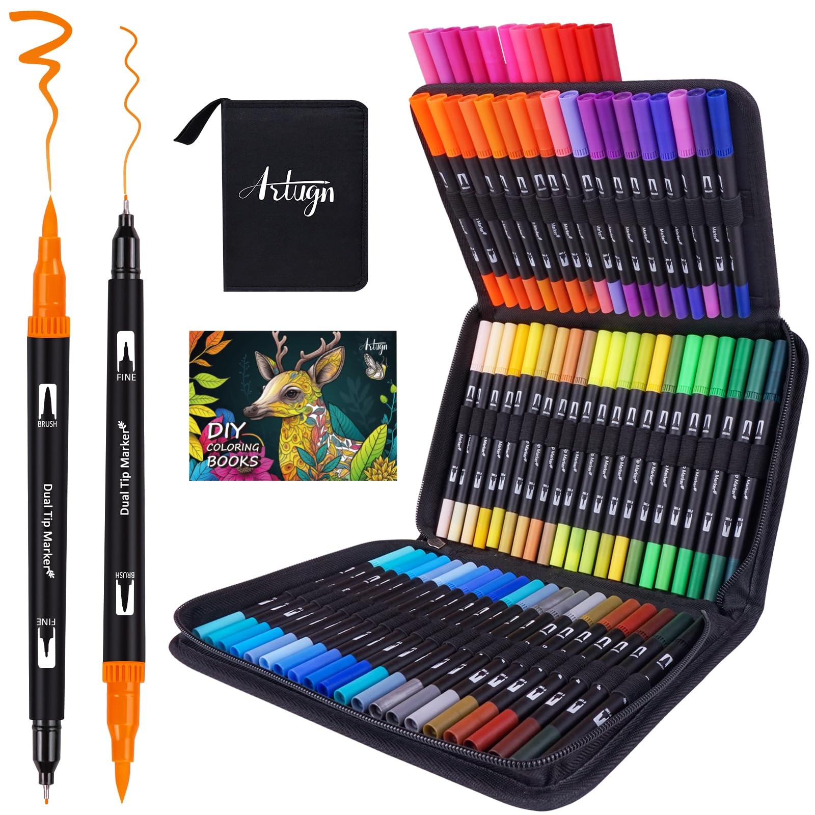 Brush Pens For Adult Coloring Books, 72 Colors Art Marker Se