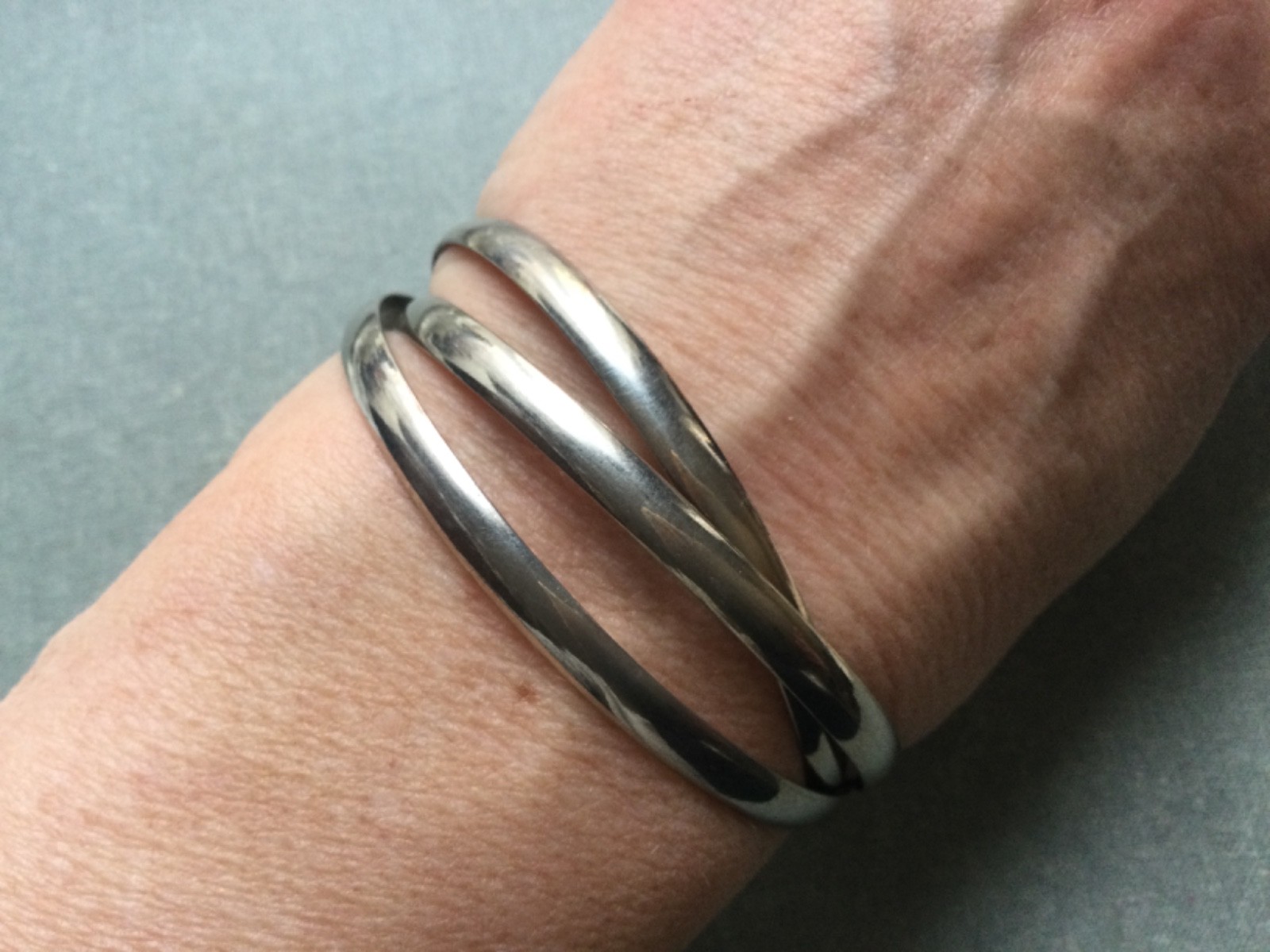 Triple  Interlocking Bangle Bracelets Silver/Gold… - image 3