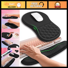2-in-1 Ergonomic Wave Keyboard Wrist Rest  Mouse Pad Support - Memory Foam, Bla