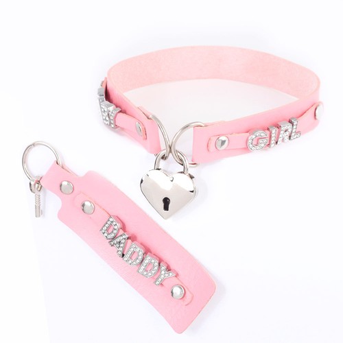 Collare Personalizzato Pu Pelle Chocker Punk Collana Cuore LOCK BDSM Regalo Girocollo H9 - Foto 5 di 9