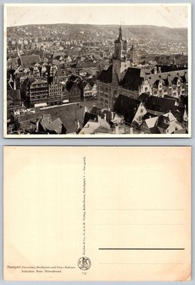 Stuttgart Panorama Marktplatz Neues Rathaus RPPC Photo Postcard c1910s