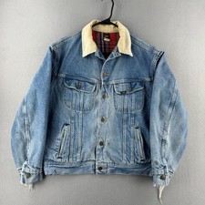 Vintage Lee Jacket Mens Large 90s Denim Flannel Lined Storm Rider Made in USA