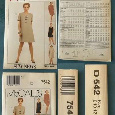 McCall s 7542 Misses Dress Jacket Vest Skirt Sewing Pattern Sz 8 10 12 Uncut