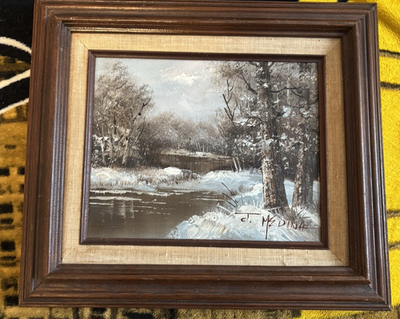 #ad #ad Vintage original oil painting on canvas Landscape signed by J Medina. $100.00