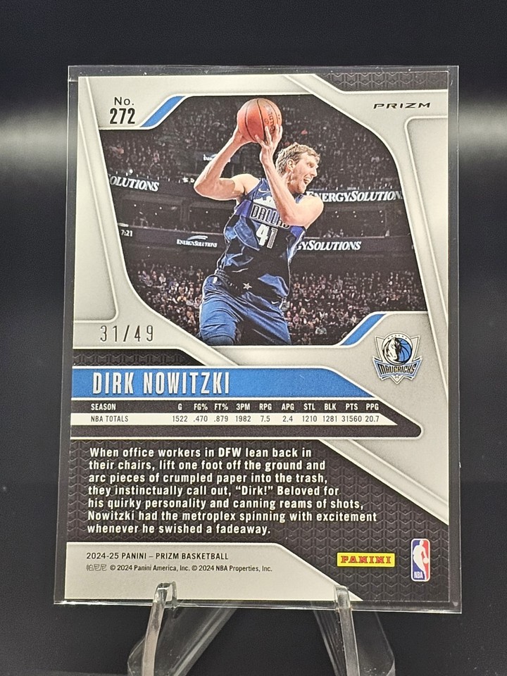Carte Dirk Nowitzki Pink Prizm 2024-25 Panini - Legends #272 /249 - NBA Dallas