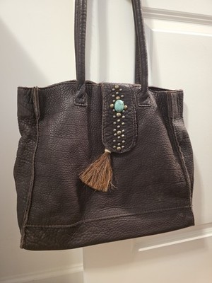 Eternal Perspective Leather Shoulder Bag Tote Dark Brown Boho Western Chic Rodeo