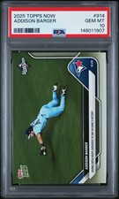 2025 WORLD SERIES TOPPS NOW 914 ADDISON BARGER DIVING CATCH BLUE JAYS PSA 10