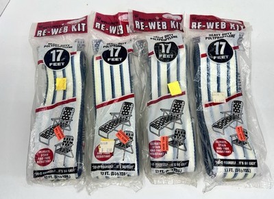 NOS Vintage Wellington Re-Web Kit For Lawn Chairs White Blue Lot Of 4 17 ea 72 
