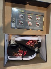 Heelys Pro 20 Flames Kids Youth Shoes Black/Flames Size 2 ROLLER-SKATE SNEAKERS