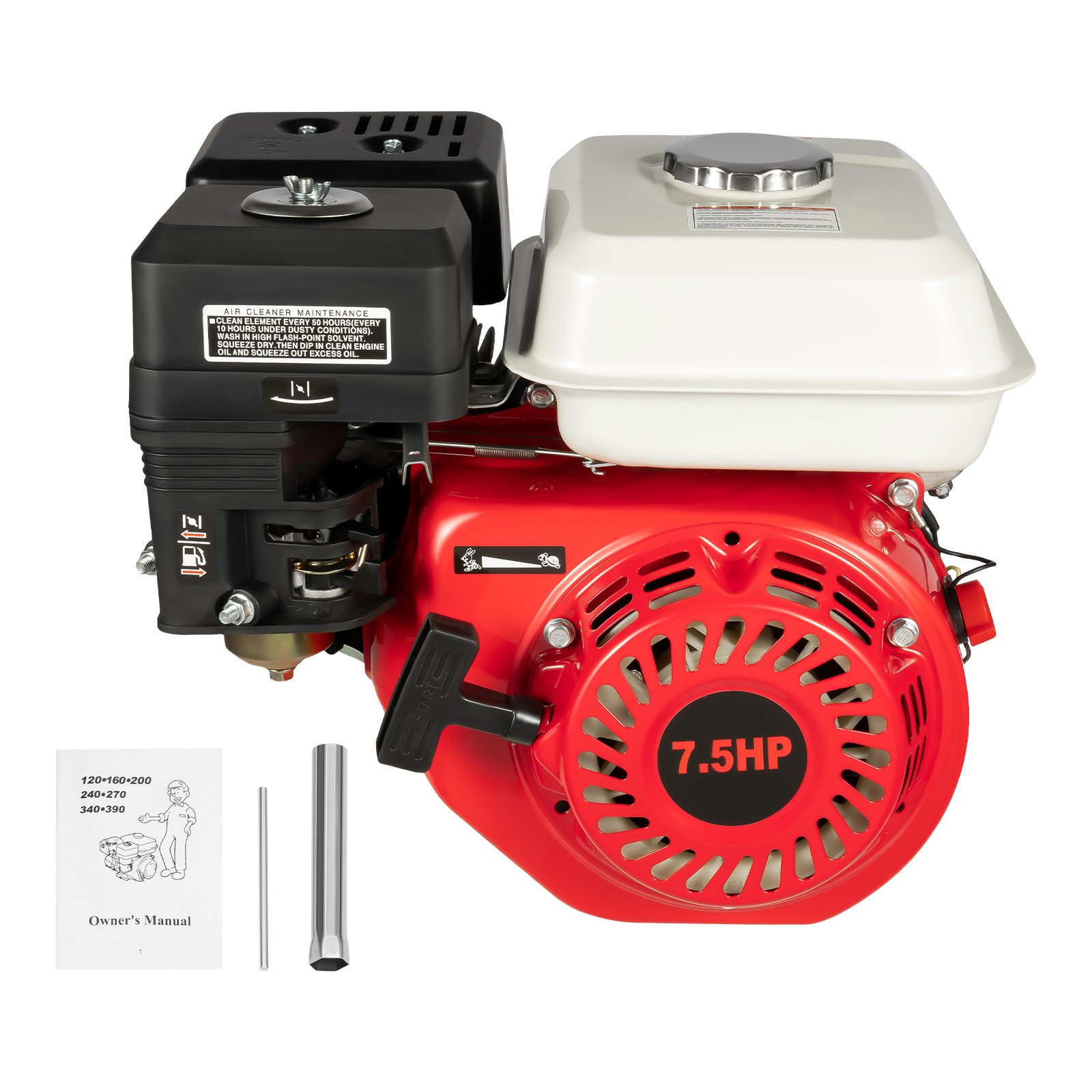 Moteur à essence 4 temps 212cc 7.5 hp monocylindre refroidi par air