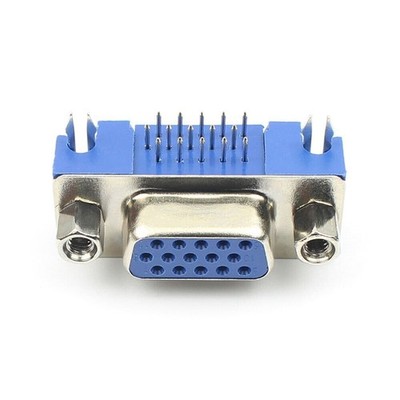 2Pcs D-SUB 15 Pin DB15 Right Angle Female VGA PCB Socket Connector 3 Rows 3.08 #