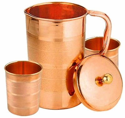 Wasserkrug aus reinem Kupfer mit 2 Bechern für ayurvedische...