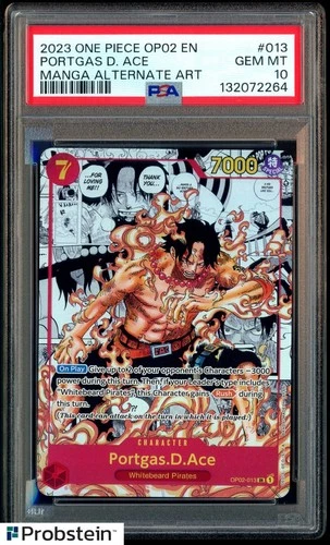 2023 One Piece OP-02 EN Manga Alternate Art #013 Portgas D Ace PSA 10 GEM MINT