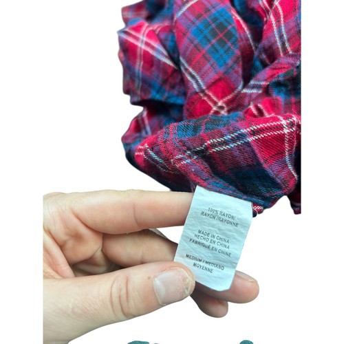 Camisa con botones Rails Hunter Kendra a cuadros caramelo manzana roja azul marino talla mediana - Imagen 11 de 11