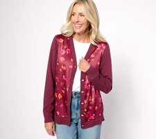 Isaac Mizrahi Live Women's Top Plus Sz Sweater 2X Estate Printed Red A621172