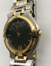 ▶️[N Mint] Vintage Gucci 9000M Black Dial Two Tone Quartz 33mm Men's Watch Japan