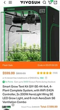 4x4 Vivosun Grow Tent, Aero Light AW 200SE, 6 In Carbon Air Filter, Grow Hub