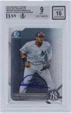 Jasson Dominguez Yankees Signed 2022 Bowman Chrome Mega Box BCP-98 BAS 9/10 Card