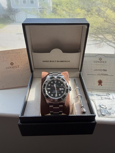 Ginault Ocean Rover II Men's Automatic Diver Watch Black Dial SS w/ Box & Papers