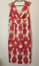 Womans Boden Cotton Fitted Dress in Pink/Orange/Cream Size 12L.