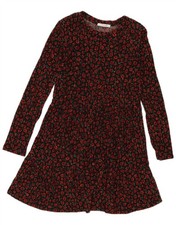 ZARA Womens Trafaluc Long Sleeve Jumper Dress UK 10 Small Black Floral CP08