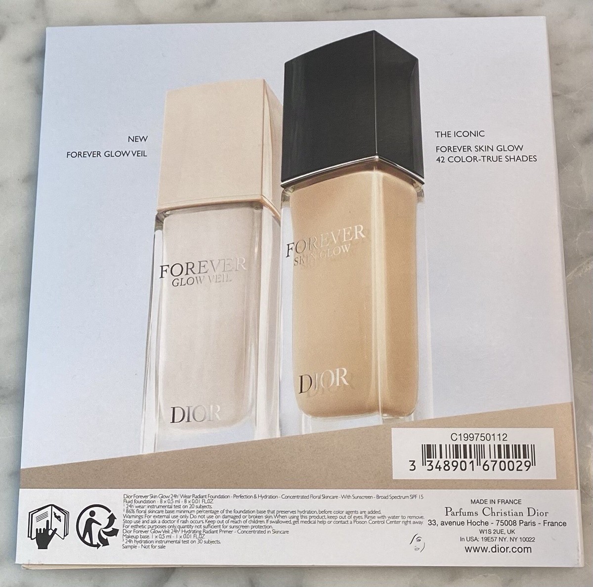 Lot DIOR Sample Cards THE ICONIC FOREVER SKIN HYDRATING GLOW