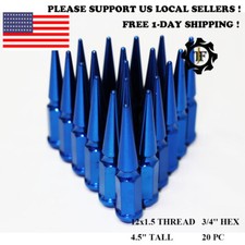 20pckey 12x1.5 Fits Dodgeram Blue 34 Hex Conical Seat Spike Wheel Lug Nut