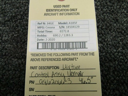 9862066-3 Cessna A185F Mixture Control Assy Vernier 46.5" - Picture 12 of 12