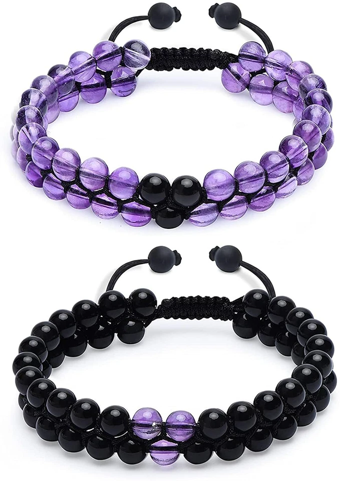 Couples Distance Bracelets His and Hers Matching Couples Genuine Stone Jewelry - Image 4 of 4