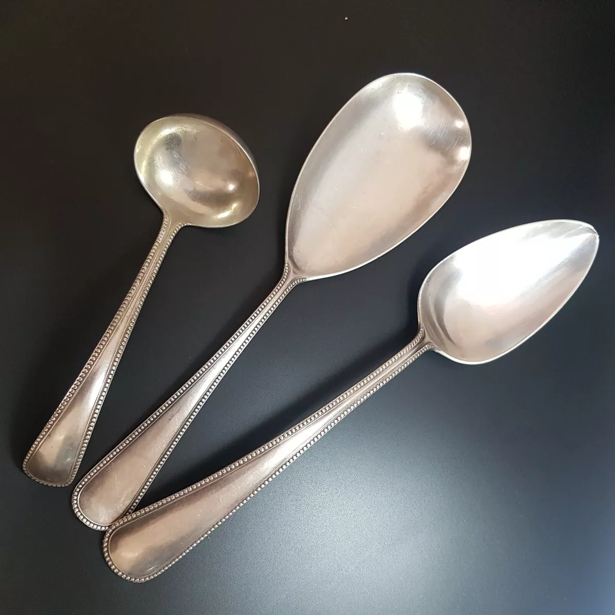 Vintage GERO 90 silverplated LARGE serving spoons sauce ladder set
