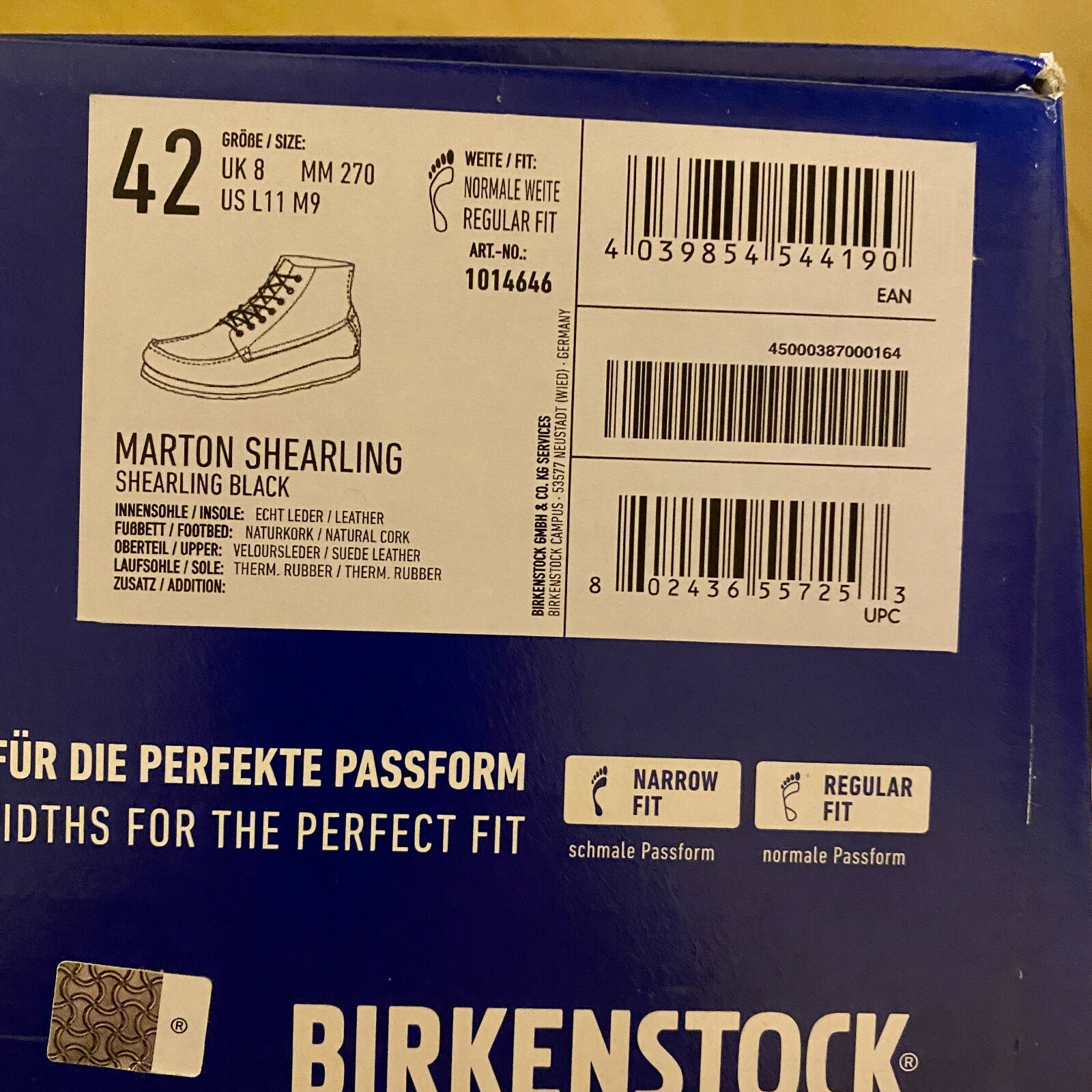 Birkenstock Marton Shearling 42 Men's 