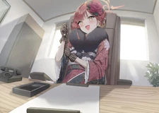 Anime Girls ApplePie Artwork Aru Blue Archive Blue  Gaming Mat Desk 42609