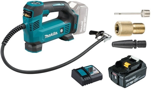 Makita DMP180Z Akku-Kompressor 18V 8,3Bar + 1X Akku 18V 5Ah + Lader + Adapter-image