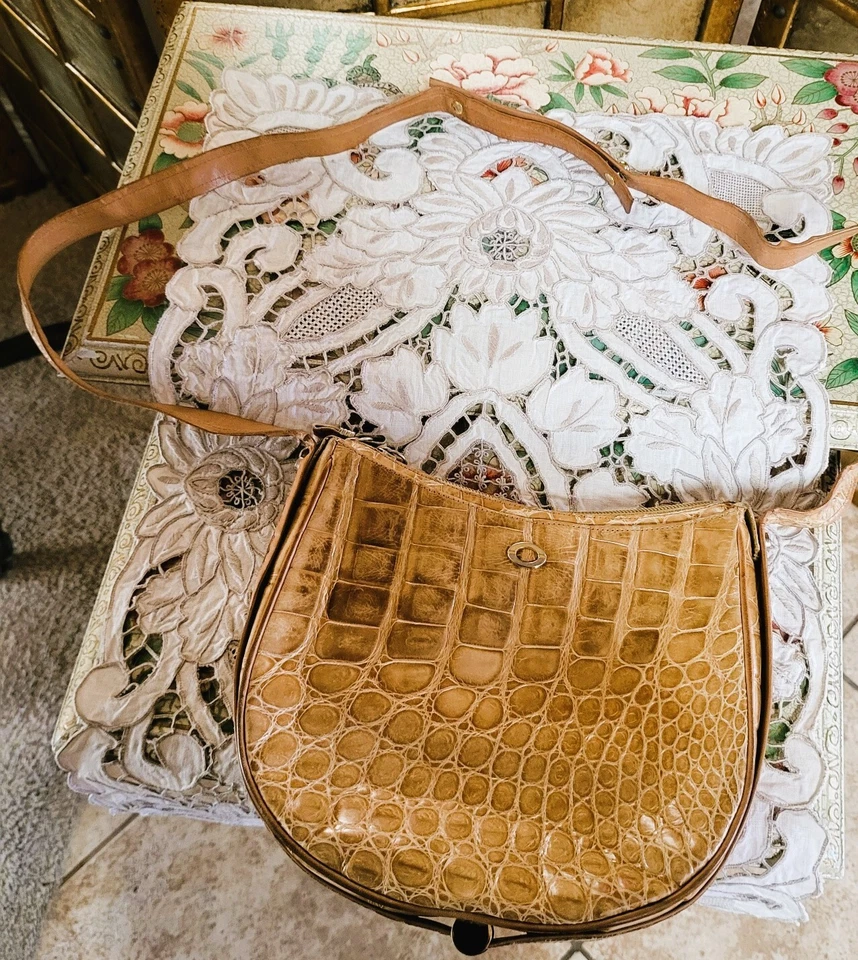 Vintage 1980s Genuine Crocodile Handbag by Olop, Milan, Italy - Image 2 of 4