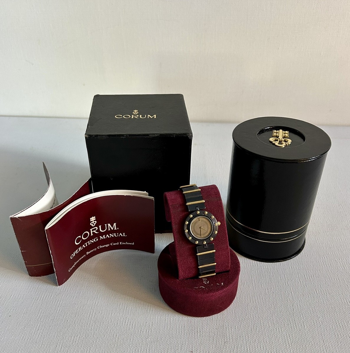 CORUM Clipper Club Ladies Watch 18k Gold Black Stainless