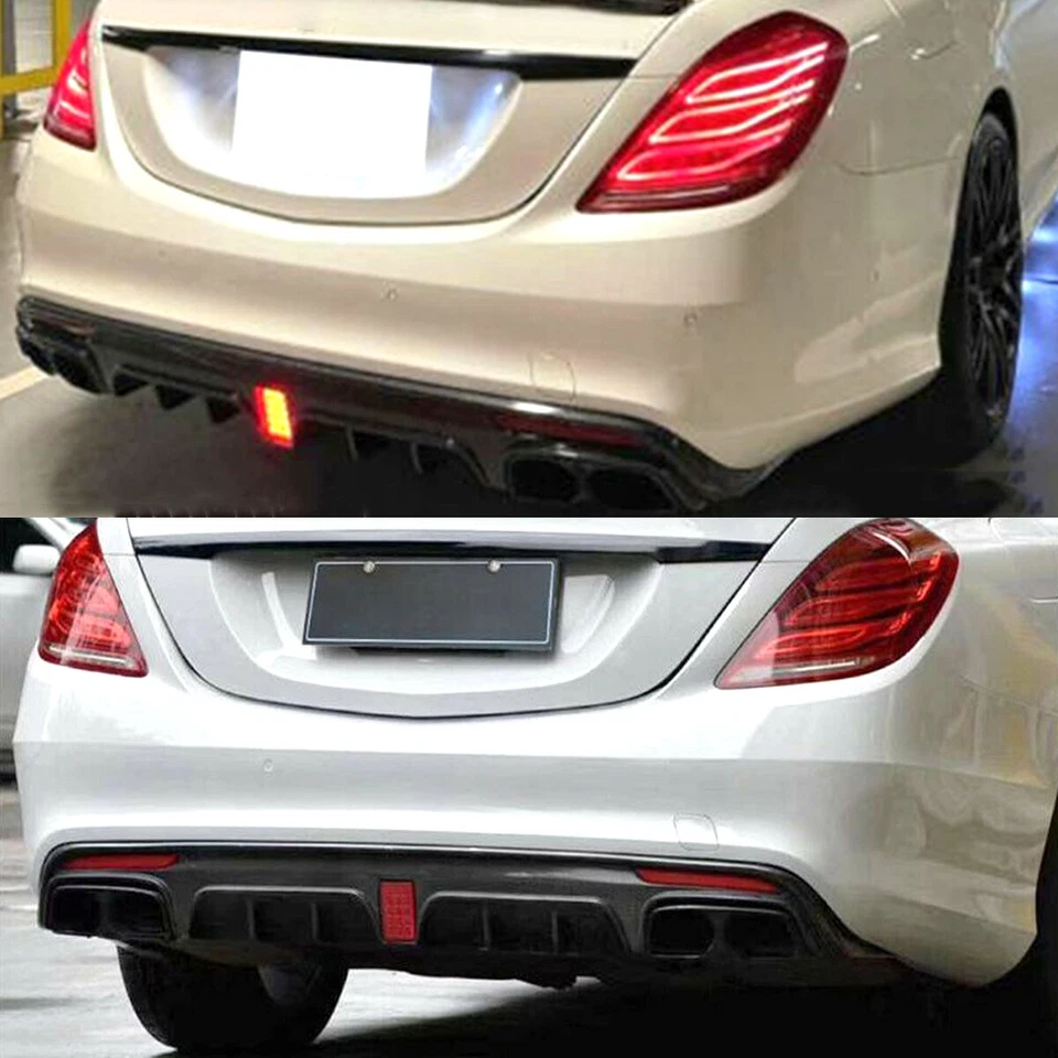 F1 Style Rear Diffuser+Two Tailpipes For Benz W222 S500 S550 S63 S65 2013-2017 - Изображение 3 из 4