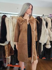 Famous-barr Suede Coat: Length 34in, Sleeve 14in, Shoulder 21in
