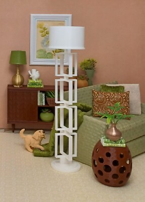 💡 FLOOR white *WORKING* LAMP light LIVING ROOM house ACCESSORY 1/6 for  BARBIE