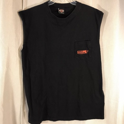 Harley Davidson Men's XL Black Sleeveless Tank T-shirt Coziahr 2002 Decator IL - Picture 2 of 12