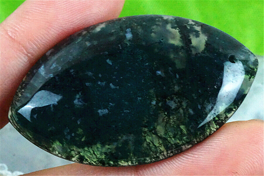 L16824 45x28x6mm Natural Green Detroit Mall Fixed price for sale white Moss Pendant Marquise Agate