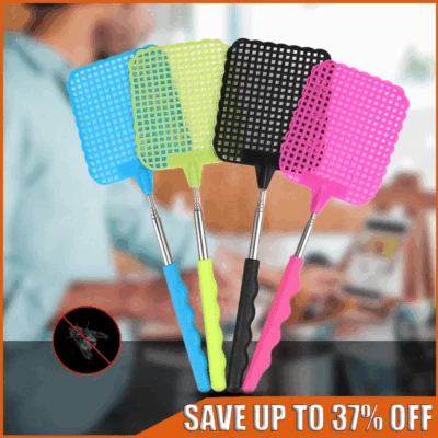 4pk Fly Swatter Telescopic Long Extendable 26-60cm Swat Bug Insect Mosquito Wasp