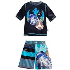 Star Wars Rash Guard And Swim Trunks Set Boy Size 5/6 7/8